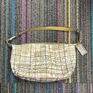 Coach Cream and Gold Signature Shoulder Bag